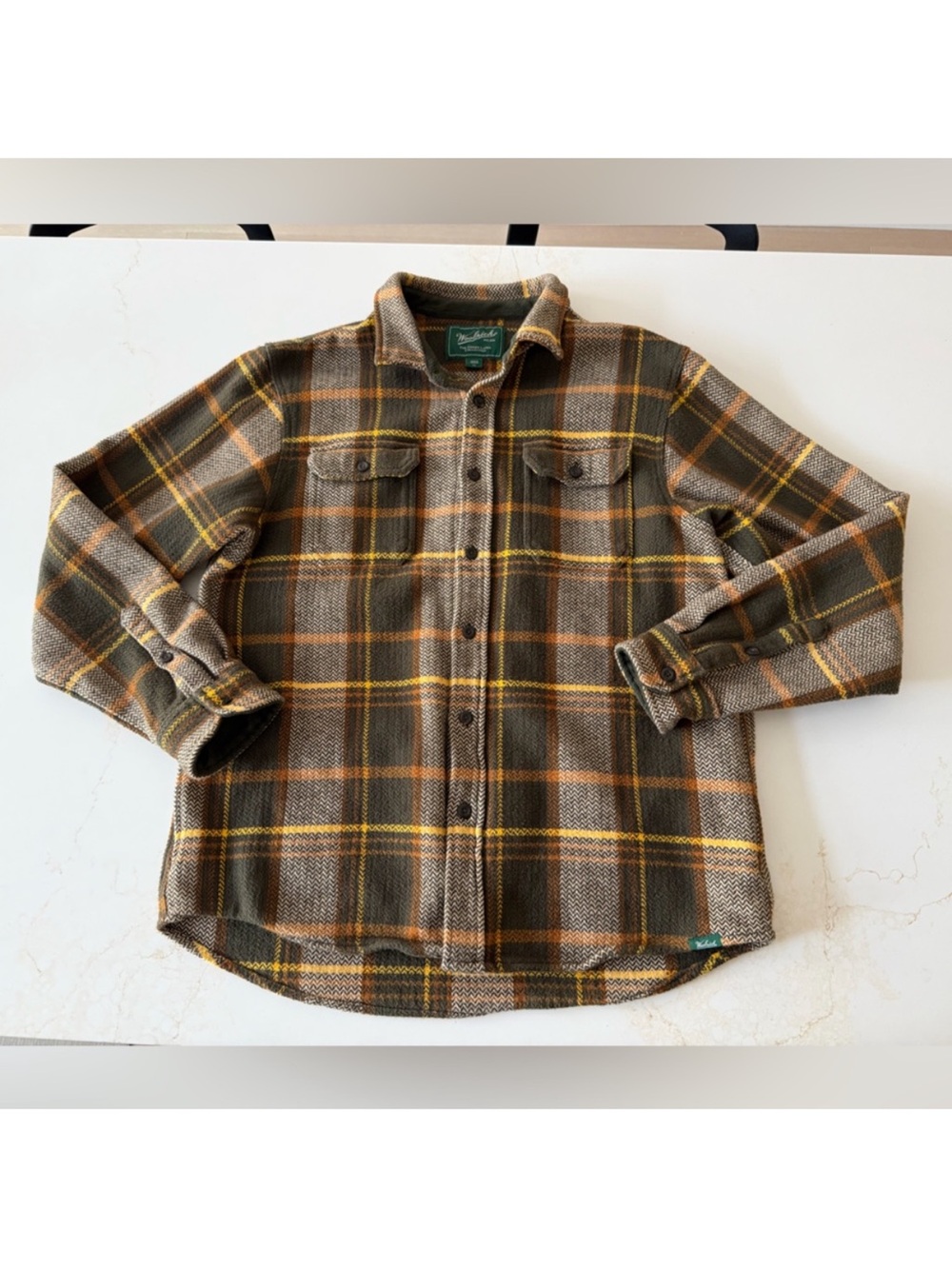 Woolrich Brown, Olive & Yellow Plaid Shirt Jacket